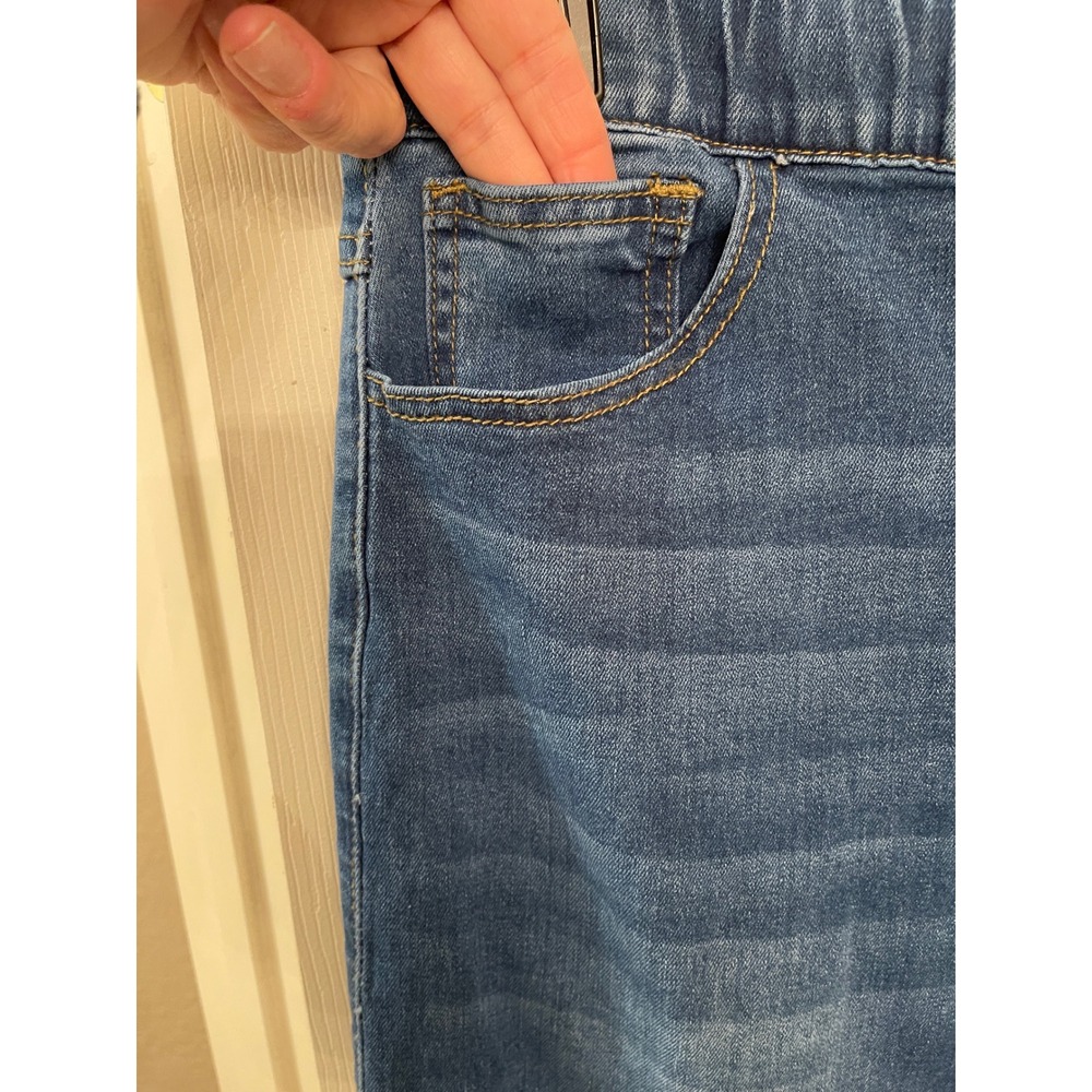 Women Blue‎ Wide Leg Pull On Denim Jeans Elastic Waist Front Seam Detail Medium - Picture 14 of 16